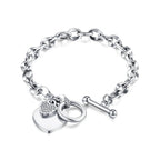 Women’s Double Heart Curb Bracelet in silver