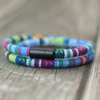 Multicolor Blue Ethnic Double Braided Bracelet