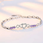 Elegant bracelet with violet zircon heart