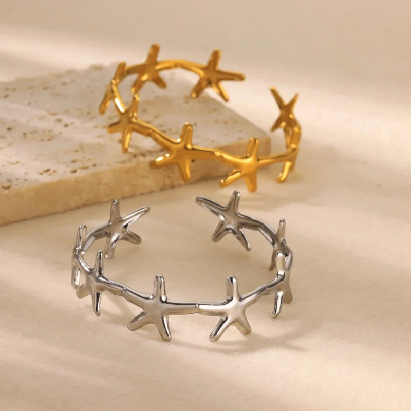 Elegant Seashell, Starfish, and Scallop Bracelet starfish silver