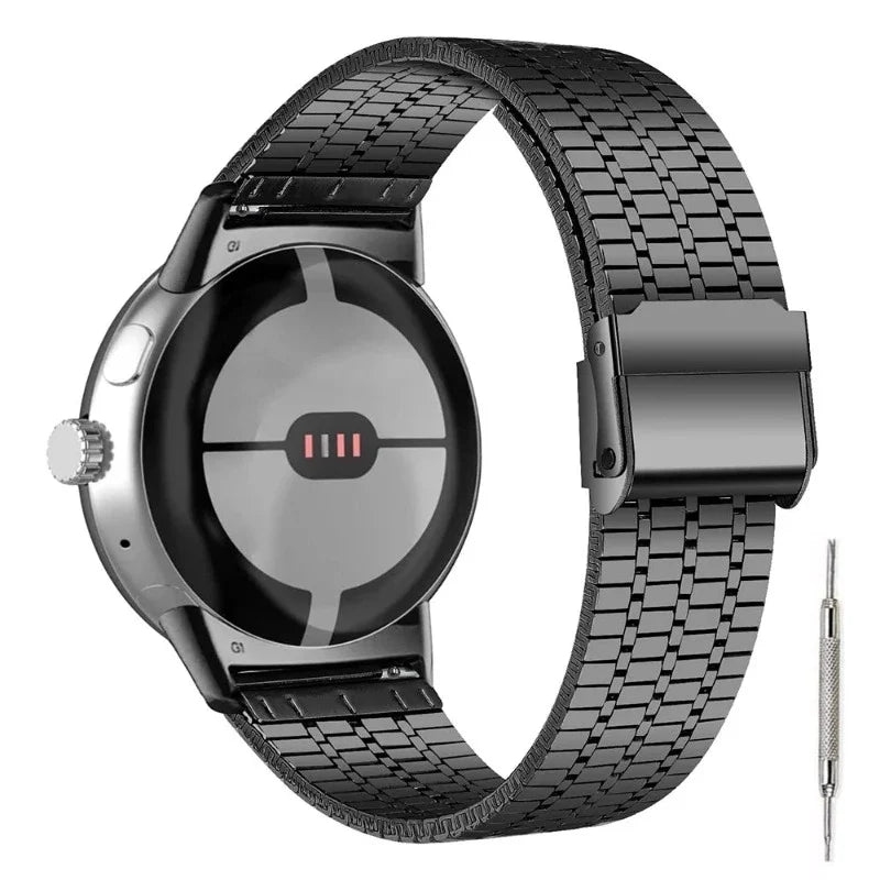 Stainless Steel Mesh Smartwatch Band for Google Pixel Watch 1 & 2 black