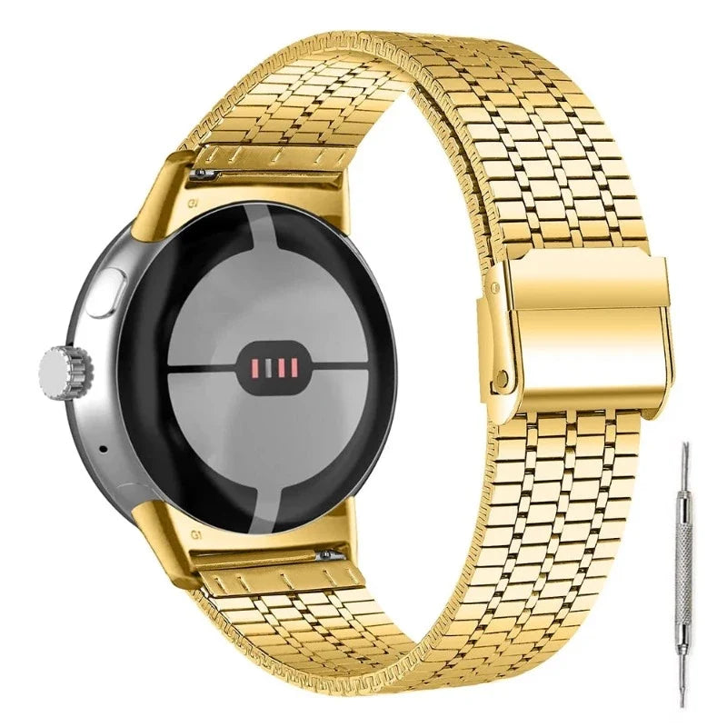 Stainless Steel Mesh Smartwatch Band for Google Pixel Watch 1 & 2 gold