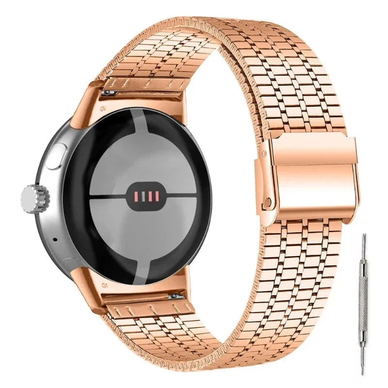 Stainless Steel Mesh Smartwatch Band for Google Pixel Watch 1 & 2 rose gold