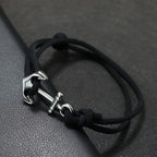 Black anchor rope bracelet
