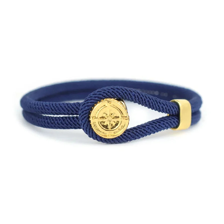 Navy Blue Nautical Compass Rose Rope Bracelet