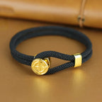 Black Nautical Compass Rose Rope Bracelet