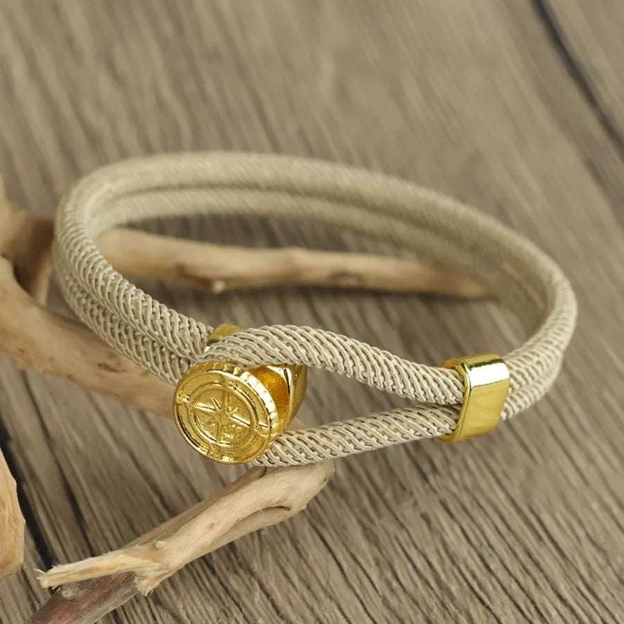 Beige Nautical Compass Rose Rope Bracelet