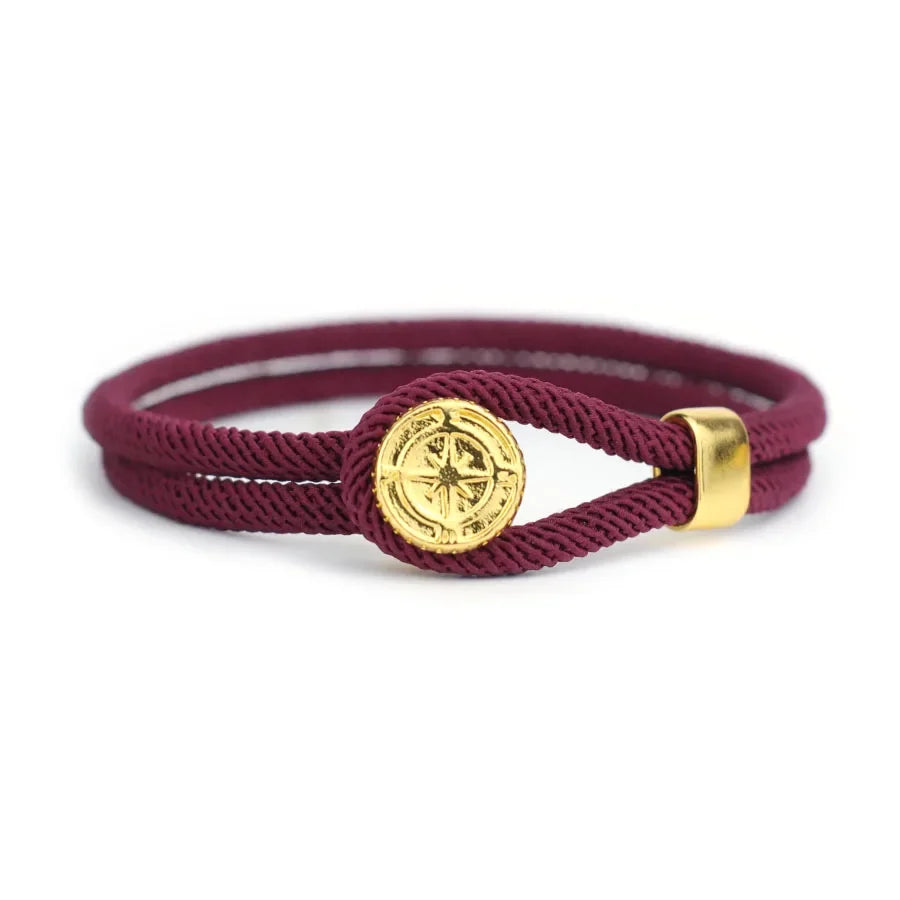 Burgundy Nautical Compass Rose Rope Bracelet