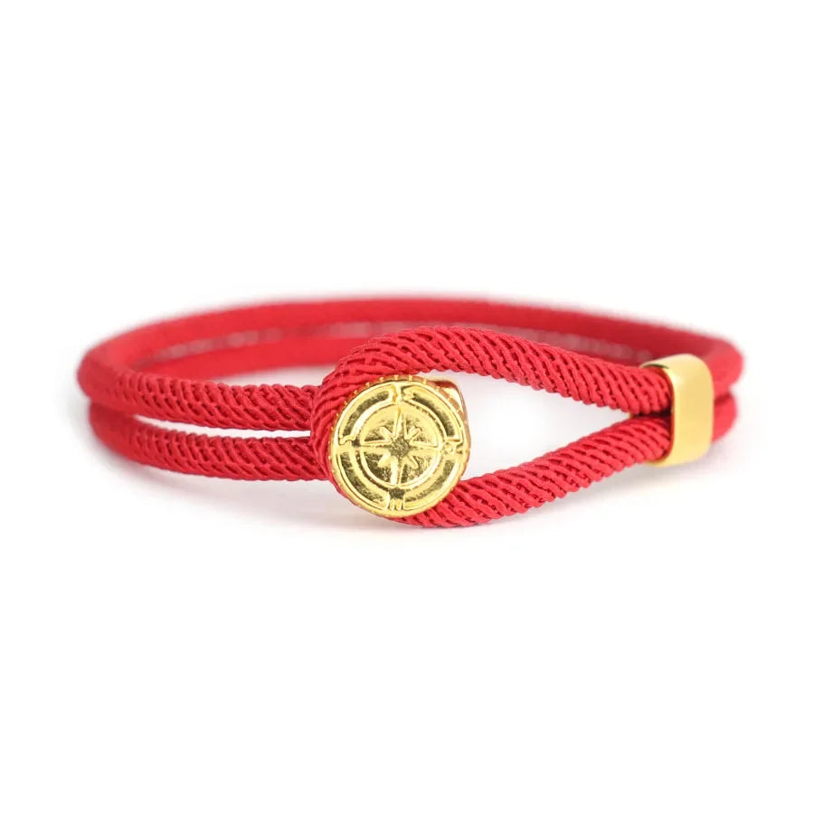 Red Nautical Compass Rose Rope Bracelet