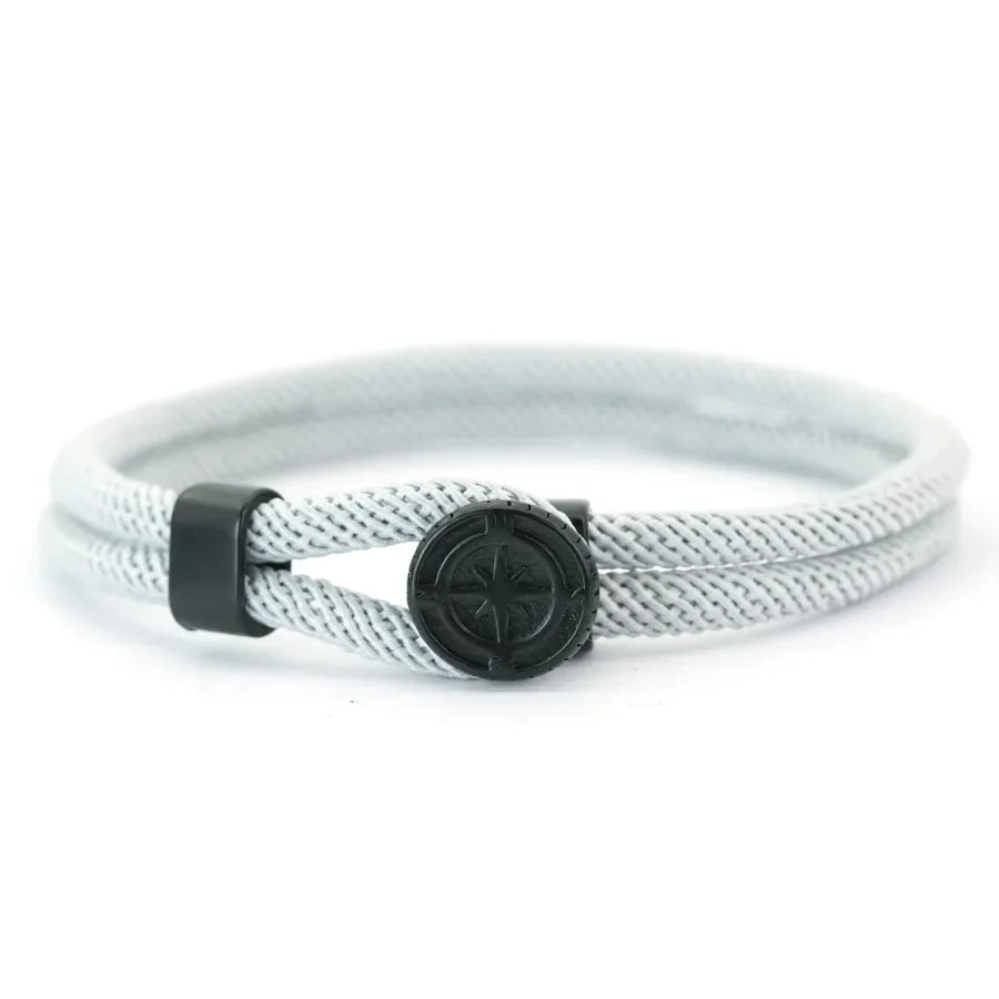 Black Compass Cord Bracelet Wind Rose gray