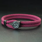 Black Compass Cord Bracelet Wind Rose burgundy