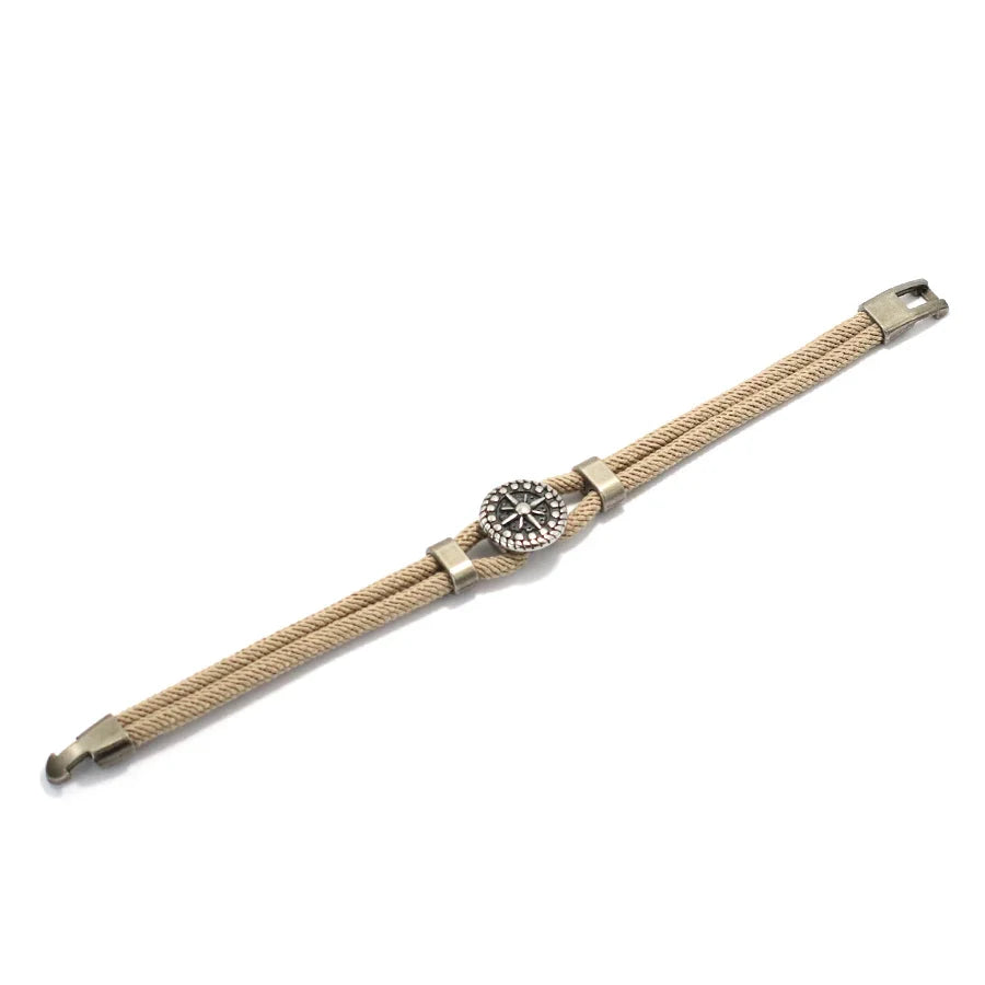 Compass Rose Rope Bracelet in beige