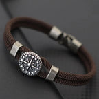 Compass Rose Rope Bracelet in brown