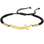 Black and gold Arabic Ali Zulfiqar sword cord bracelet