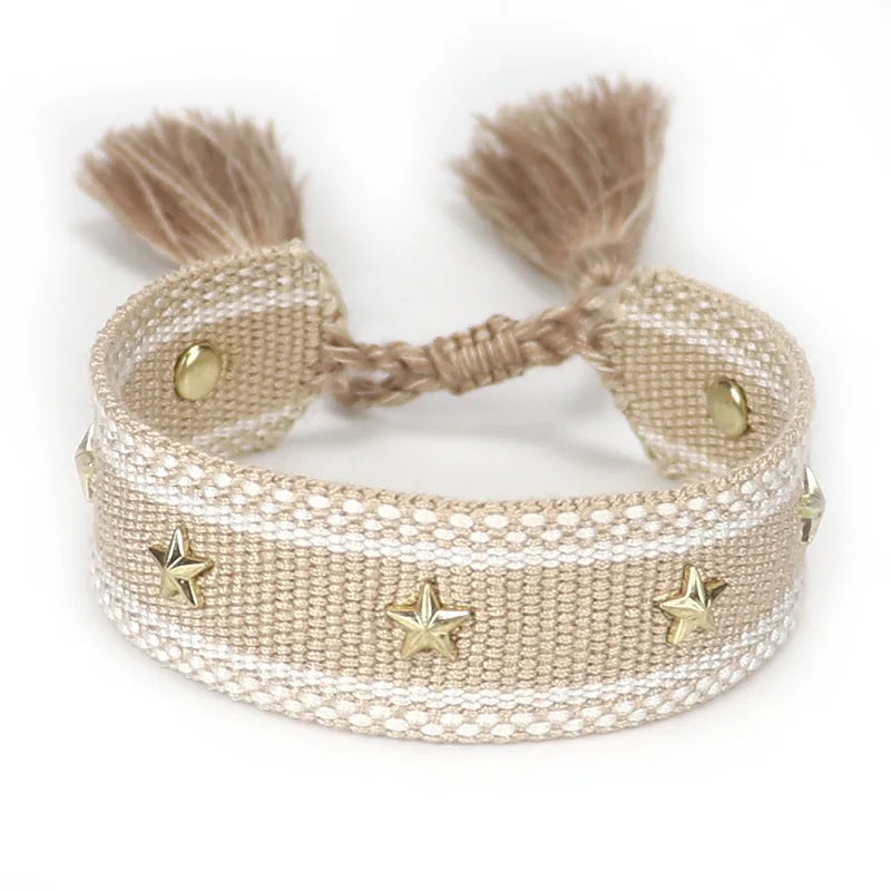 Star Cord Bracelet for Men or Women beige