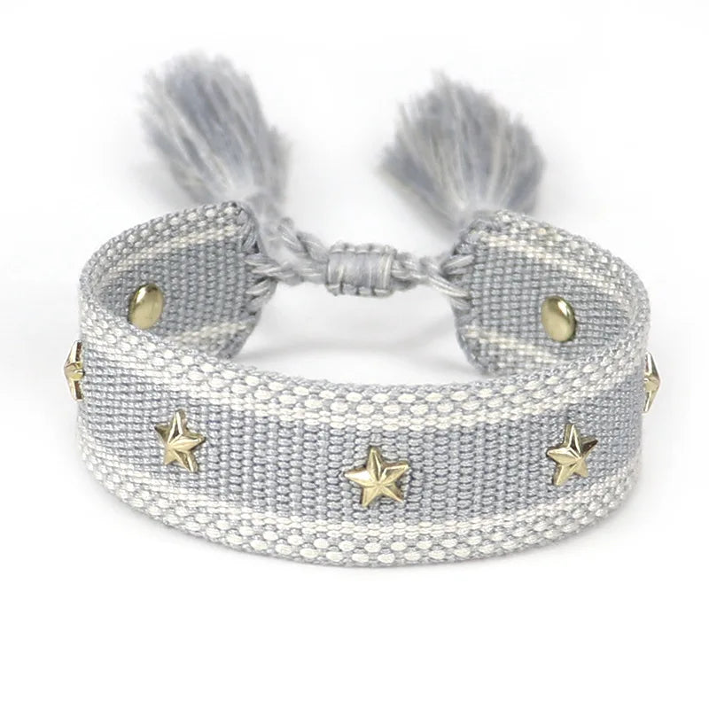 Star Cord Bracelet for Men or Women gray