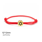 Rope bracelet with the Jewish symbol, the red and gold Star of David