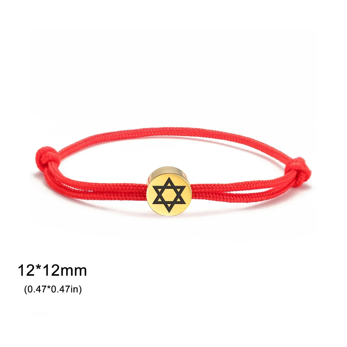 Rope bracelet with the Jewish symbol, the red and gold Star of David