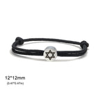Rope bracelet with the Jewish symbol, the black and silver Star of David