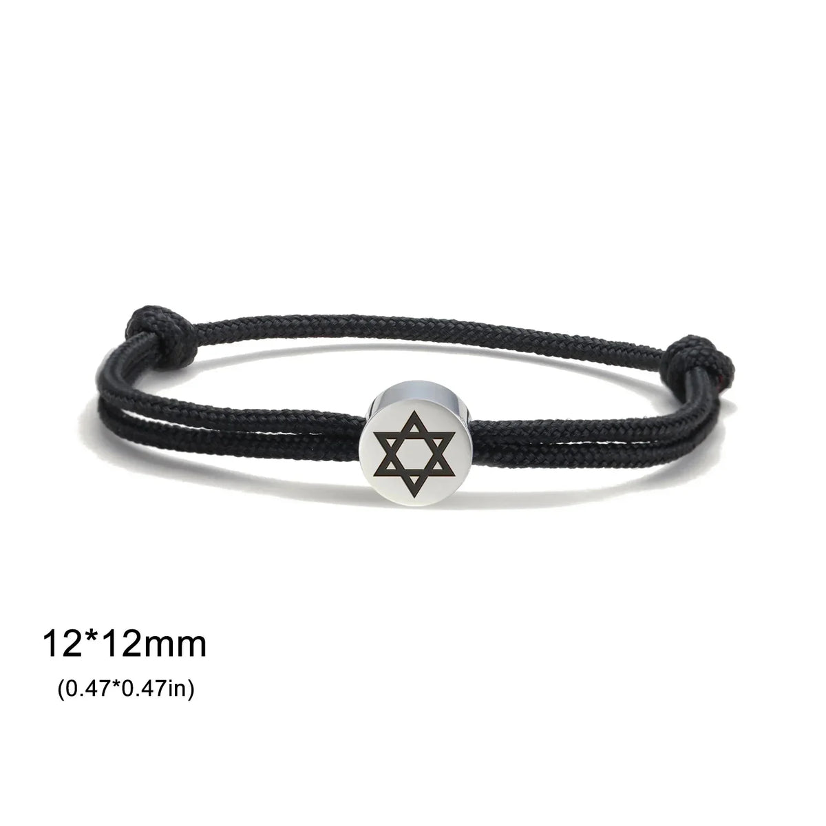 Rope bracelet with the Jewish symbol, the black and silver Star of David