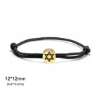 Rope bracelet with the Jewish symbol, the black and gold Star of David