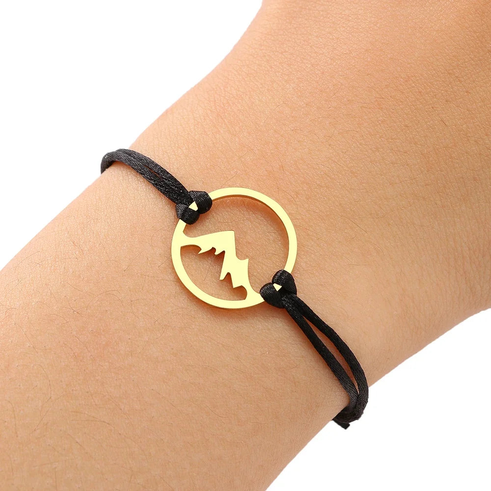 Rope Bracelet with Round Mountain Pendant