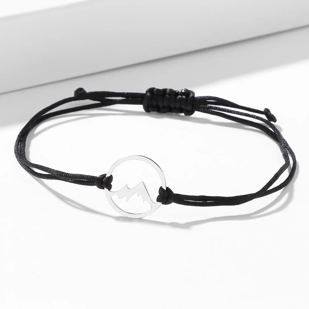 Rope Bracelet with Round Mountain Pendant