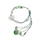 Rope Bracelet with Beads and Lotus Flower