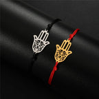 Cord bracelet with Arabic Hand of Fatima in gold