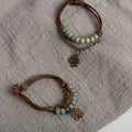 Cord Bracelet with 4-Leaf Clover and Green Beads