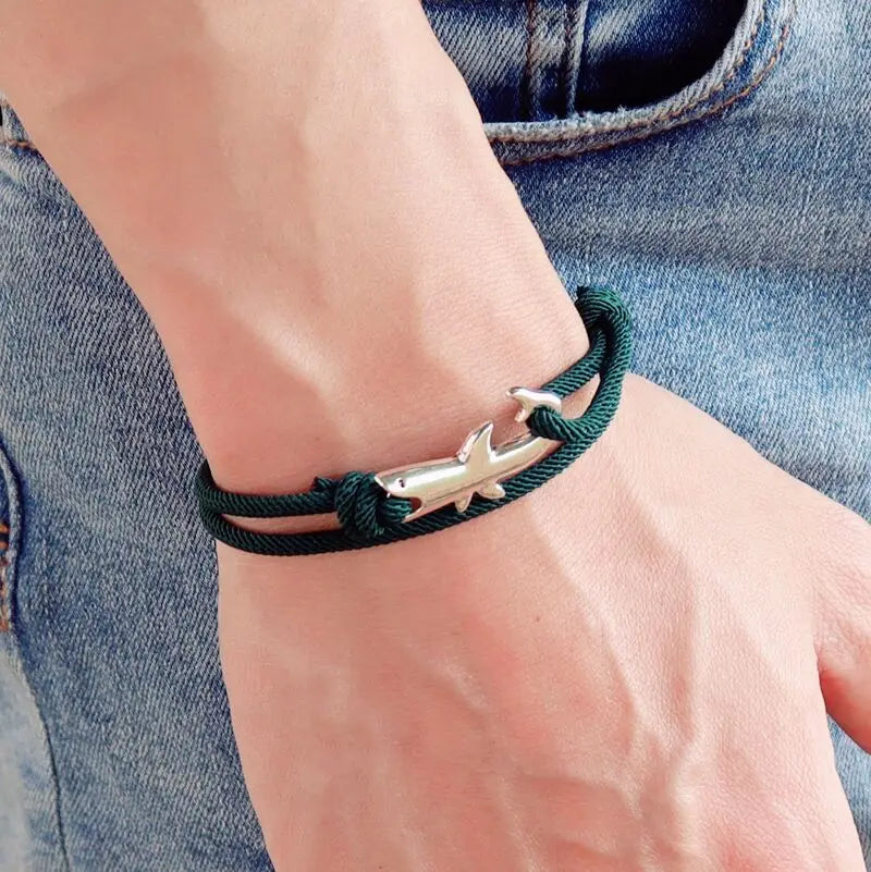 Green Shark Cord Bracelet