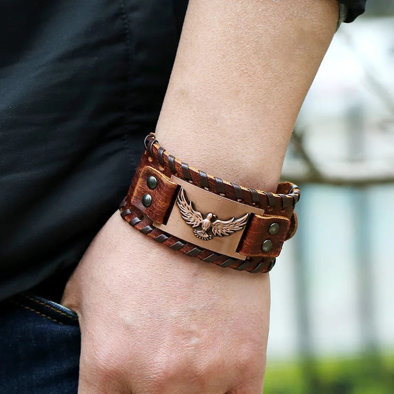 Brown Eagle Leather Bracelet