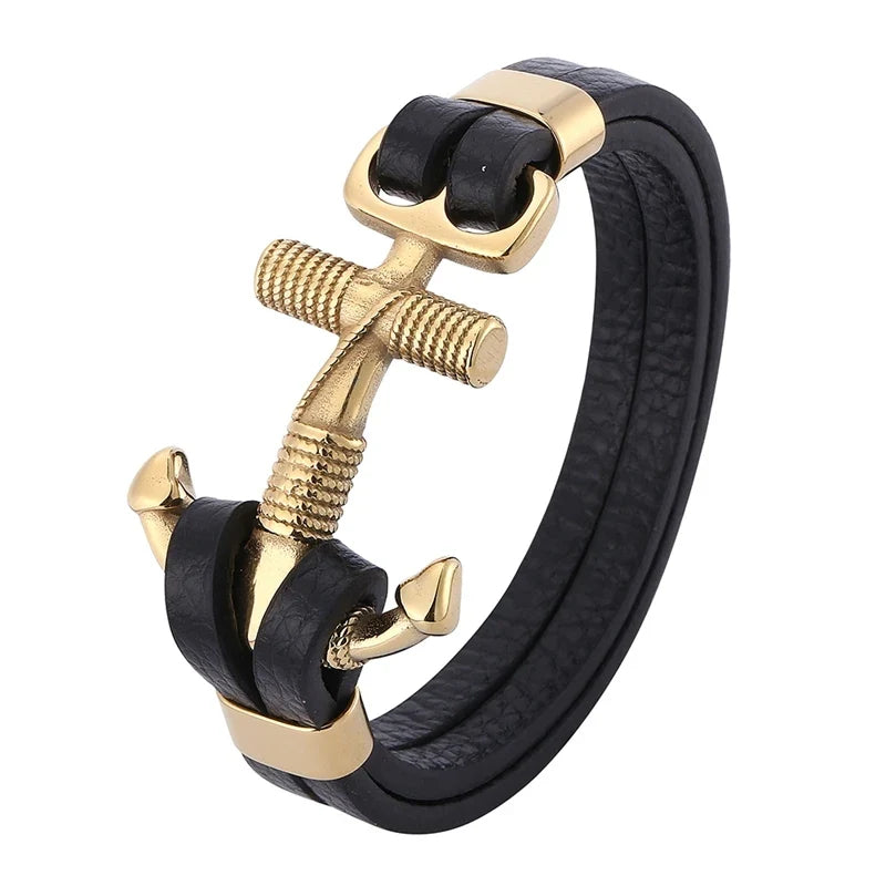 Anchor Leather Bracelet - the Invincible