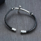 Leather Bracelet with Christian Cross