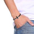 Leather Bracelet with Christian Cross