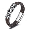 Brown leather knot bracelet for men