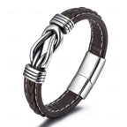 Brown leather knot bracelet for men