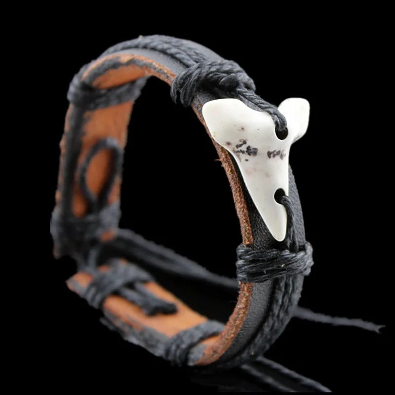 Shark Tooth Leather Bracelet