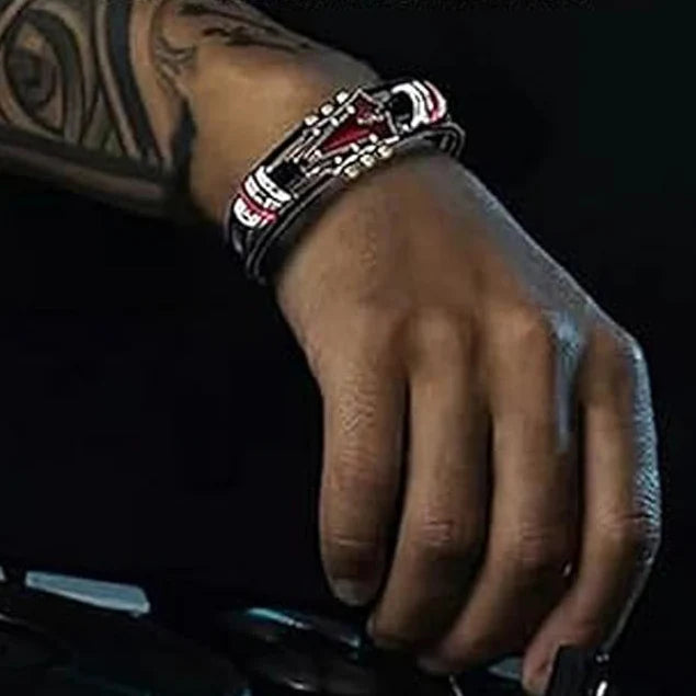 Rock'n'roll guitar leather bracelet