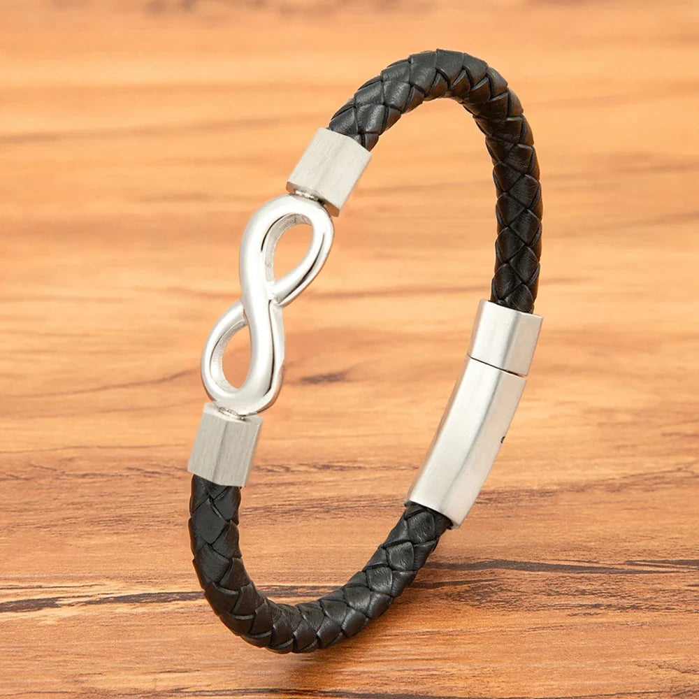 Modern Infinity Men's Leather Bracelet