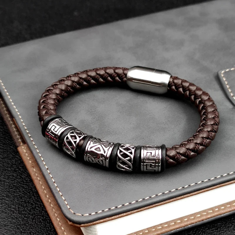 Vintage-Style Viking Leather Bracelet