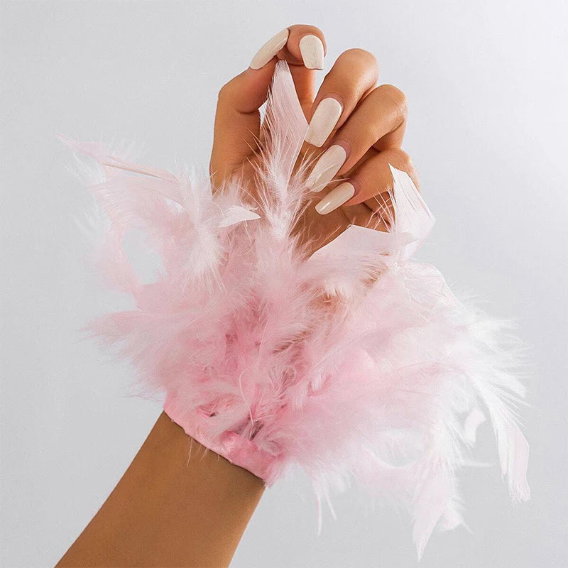 Pink misty pink feather bracelet