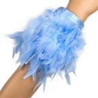 Blue misty pink feather bracelet