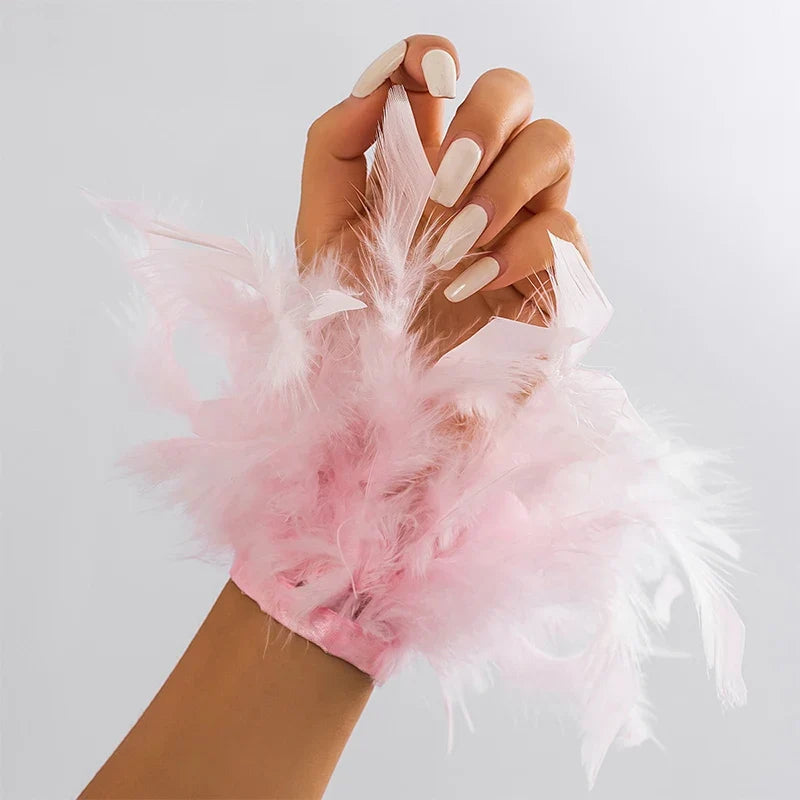Pink misty pink feather bracelet