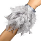 Gray misty pink feather bracelet