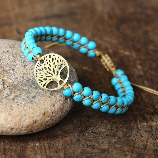 Women’s Bracelet with Natural Purple Stone Tree of Life