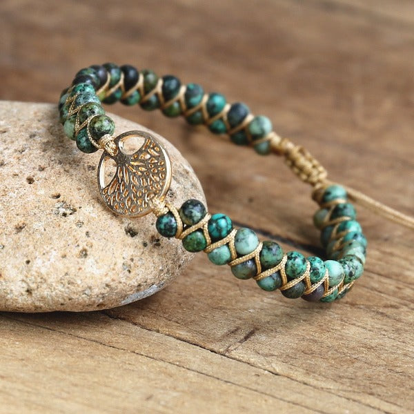 Women's Natural Stone Bracelet Purple Tree of Life