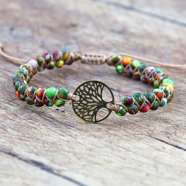 Women’s Bracelet with Natural Purple Stone Tree of Life