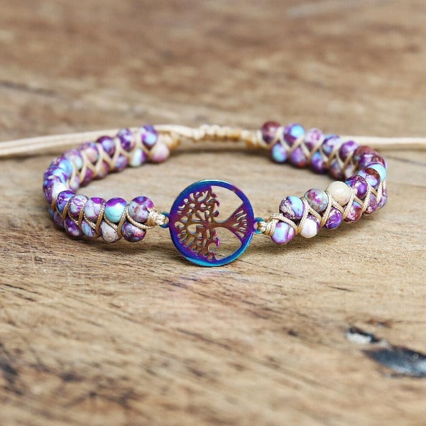 Women’s Bracelet with Natural Purple Stone Tree of Life