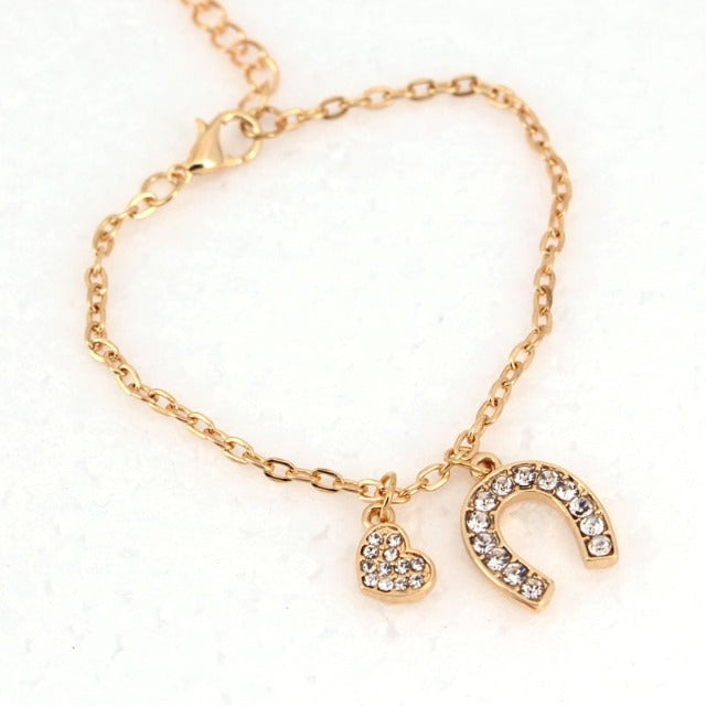 Gold Horseshoe ID Chain Bracelet Lucky Charm